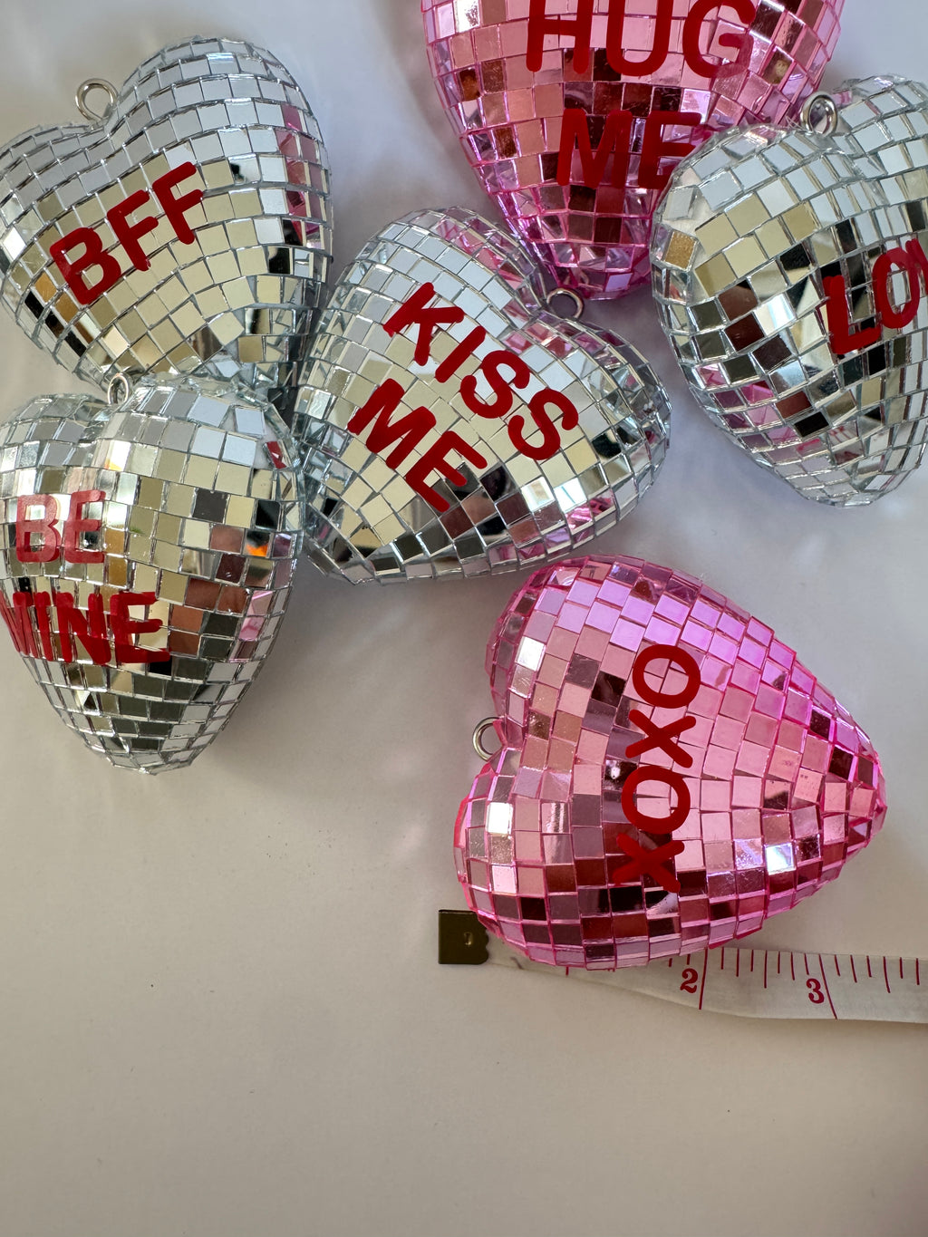 Heart Shaped Disco Ball, 3in, Personalized Sticker Accent, Valentine's Gift