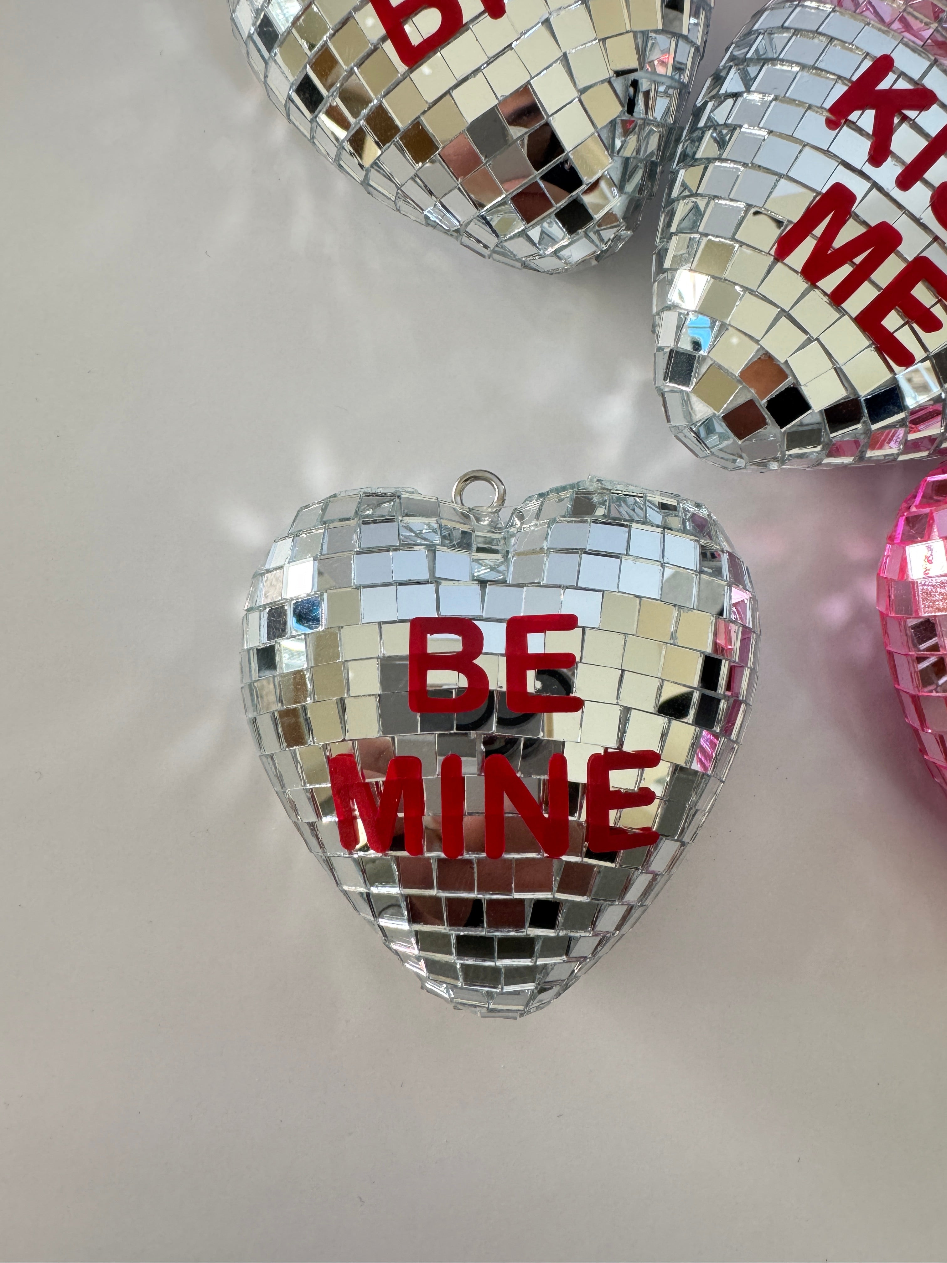 Heart Shaped Disco Ball, 3in, Personalized Sticker Accent, Valentine's Gift