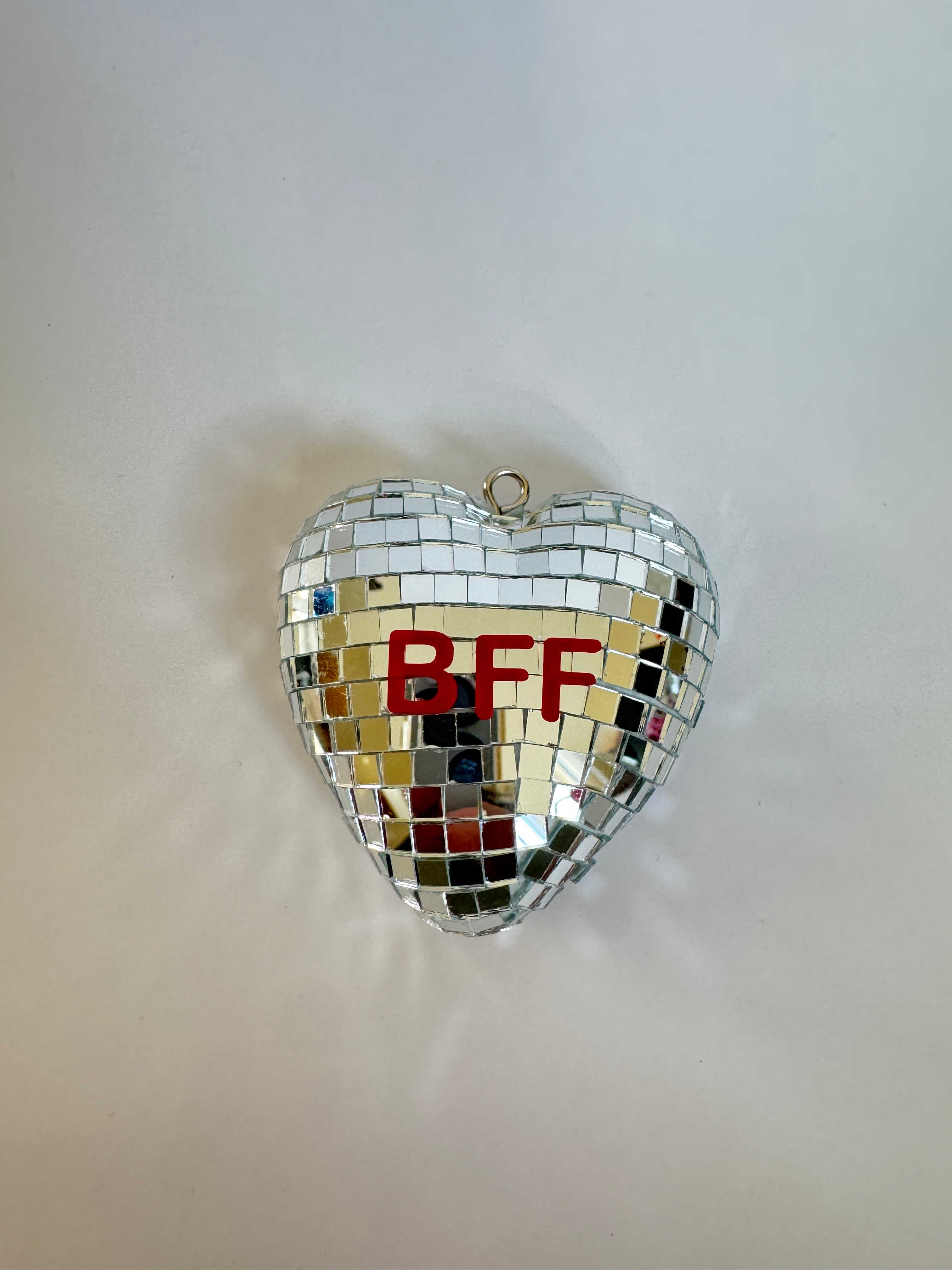 Heart Shaped Disco Ball, 3in, Personalized Sticker Accent, Valentine's Gift