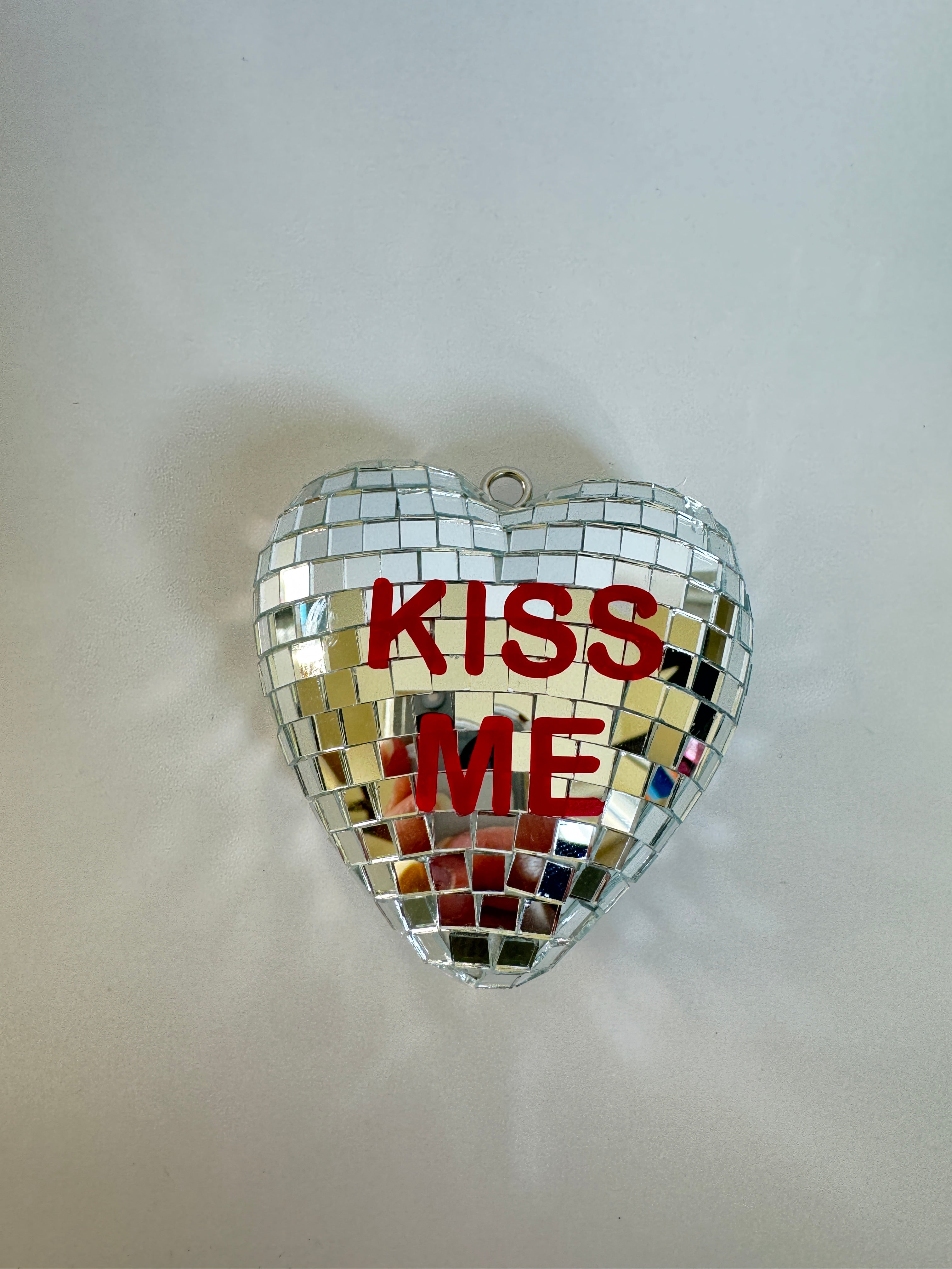 Heart Shaped Disco Ball, 3in, Personalized Sticker Accent, Valentine's Gift